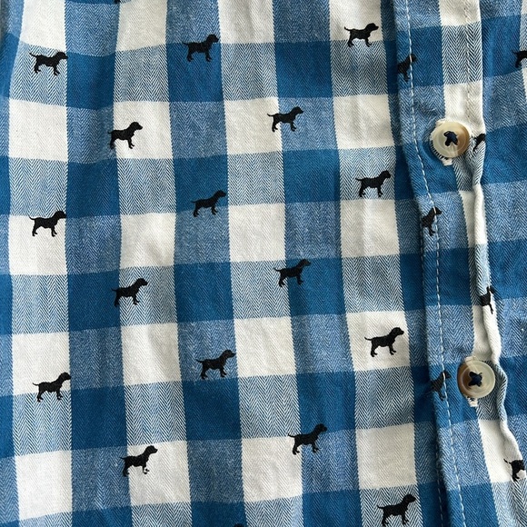 Hatley Blue Checkered dog print button down Kids Shirt - Picture 2 of 5